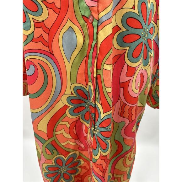 Vila Violy EU36 Petite (US 6) Midi Shirt Dress Floral Tomato Purée Retro NWT - Picture 5 of 11